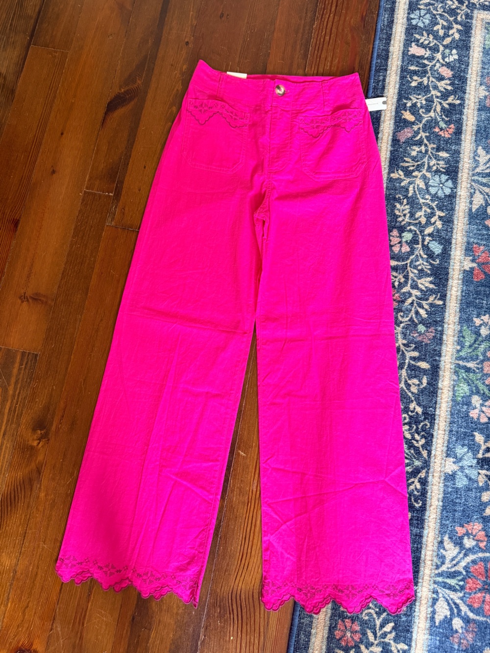 NWT Anthropologie Maeve Colette High Rise Wide Leg Linen Embroidered Pants - Picture 4 of 15